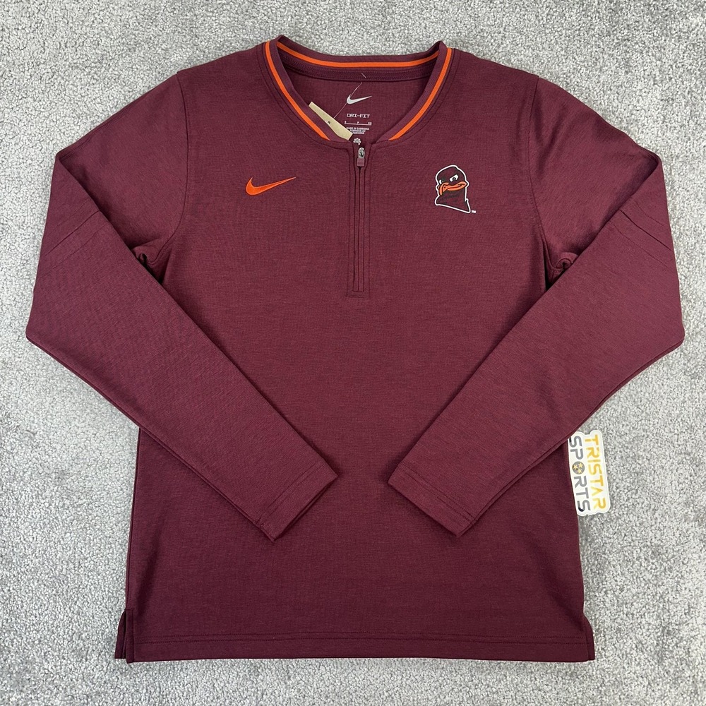 Virginia Tech Hokies Shirt Womens Small Maroon Nike 1/4 Zip PE Team Issue